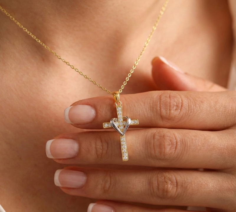 Two Tone Cross Necklace