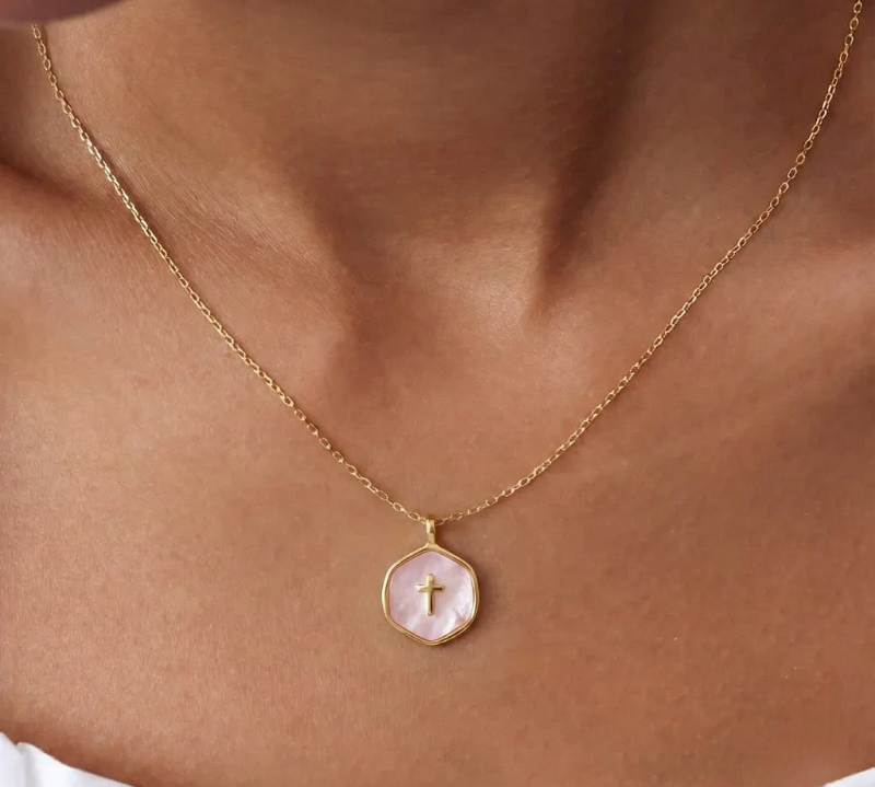 Mini Pearl Cross Necklace