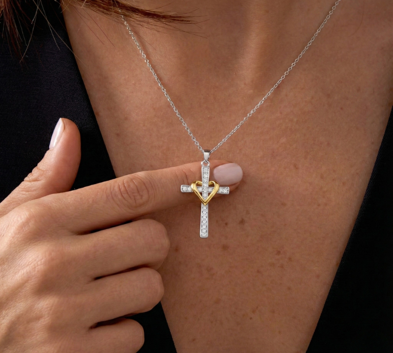 Two Tone Cross Necklace