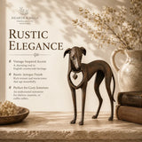 Heritage Heart Sighthound Sculpture – Vintage Iron Dog Accent for Timeless Interiors