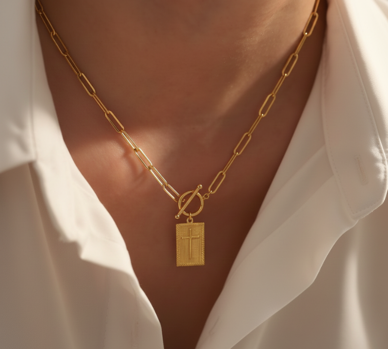 Paperclip Cross Necklace