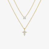 Crystal Cross Layered Necklace