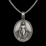 Pure Tin Miraculous Medal Virgin Mary Necklace
