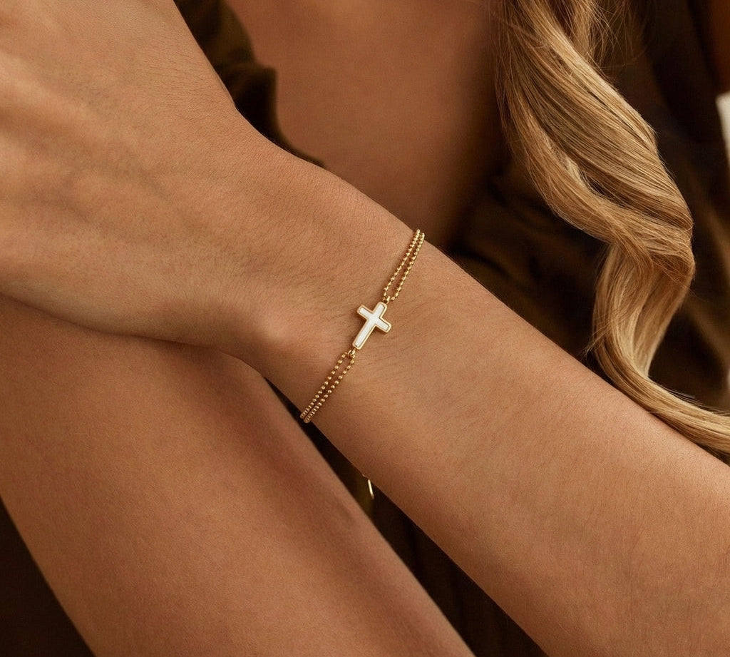 Pearl Cross Bracelet