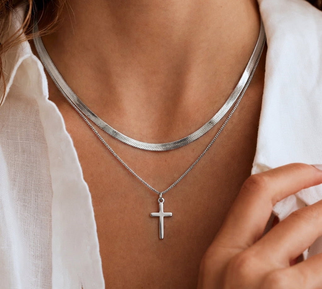 Herringbone Cross Necklace
