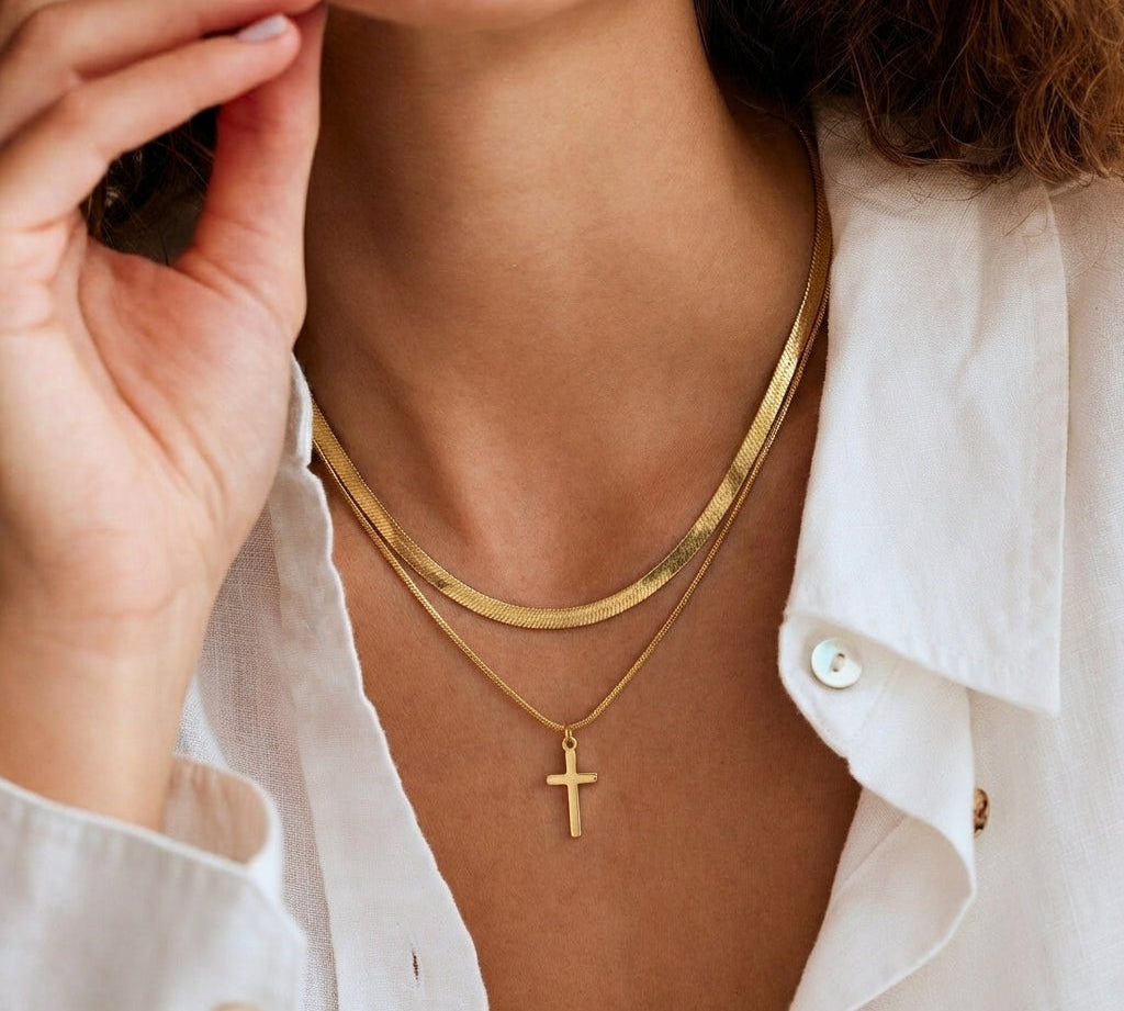 Herringbone Cross Necklace