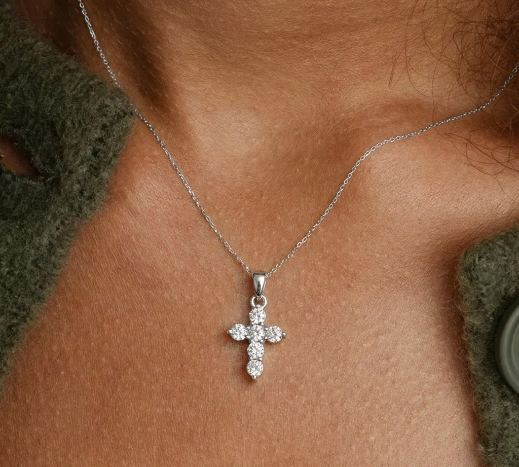 Dainty Crystal Cross Necklace