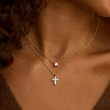 Crystal Cross Layered Necklace