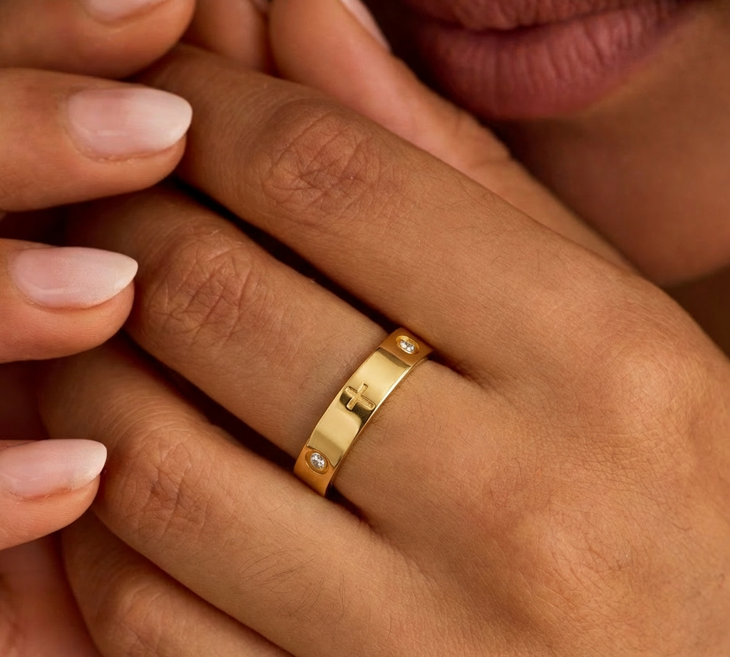 Crystal Cross Ring