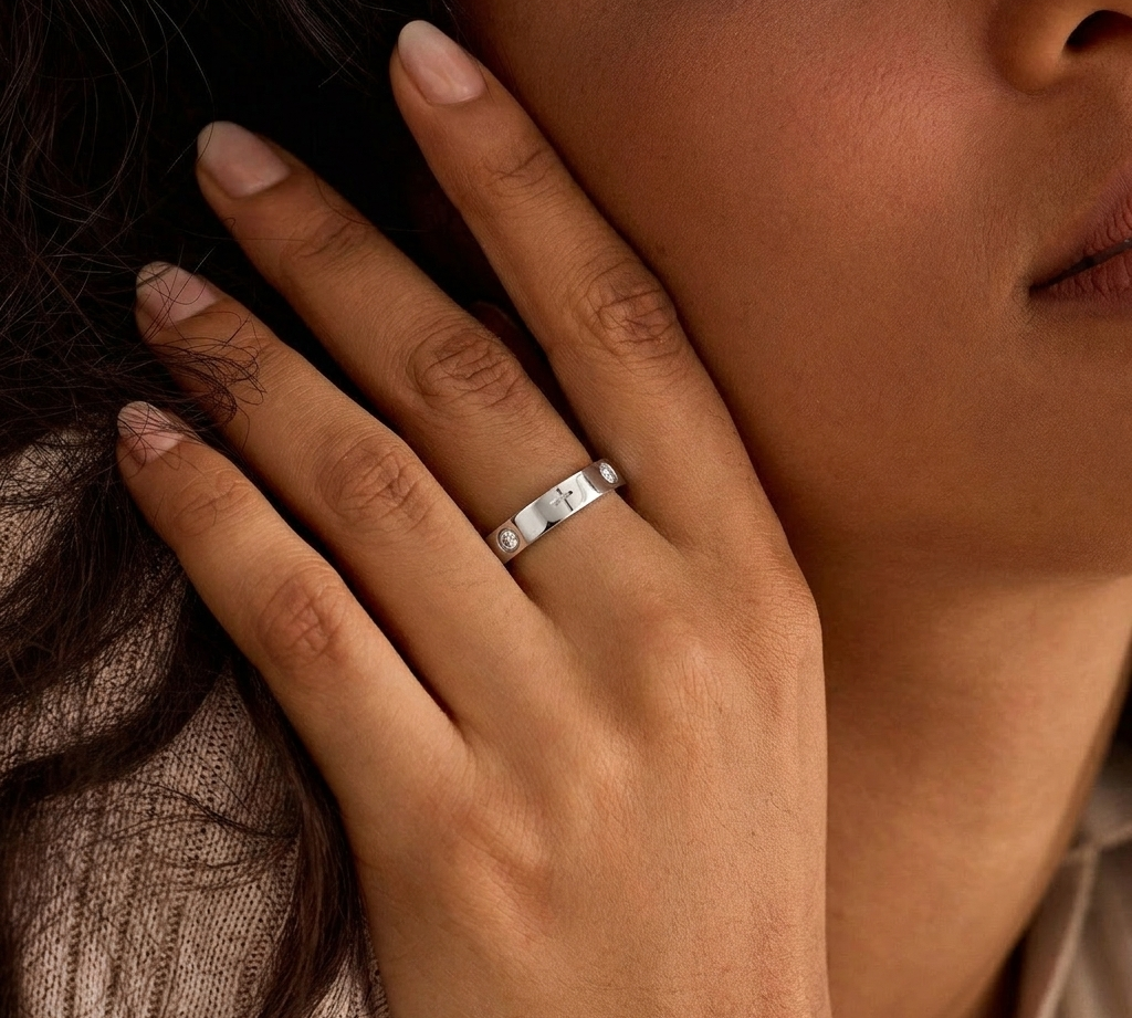 Crystal Cross Ring